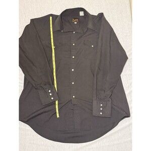 Plains Western Wear Shirt Mens XL Black Western Pearl Snap Long Sleeve Cowboy